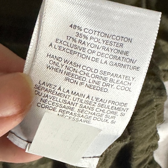 Brand New Express WindowPane Semi-Sheer Cropped Blouse XL Green Fall - Picture 8 of 8